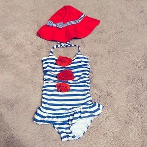 Janie and Jack swimsuit and hat 3t